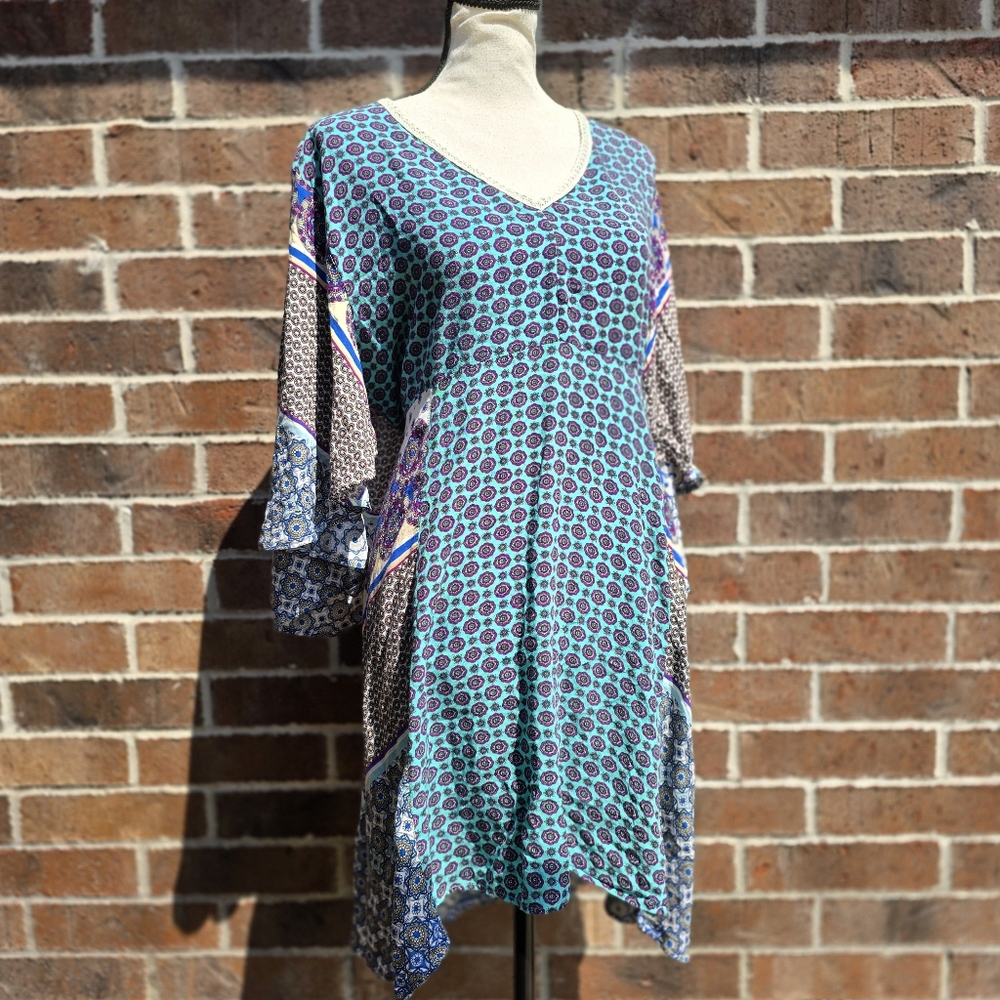 Umgee Women's Midi with Teal and Purple Floral Design